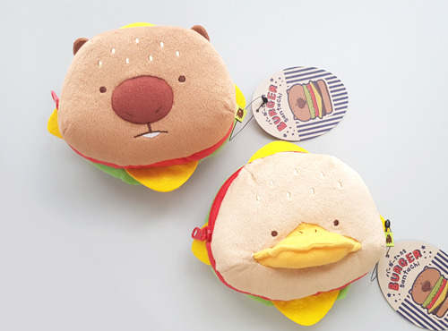 [일본 직수입 정품] 웜뱃상 햄버거 파우치 웜뱃 오리너구리